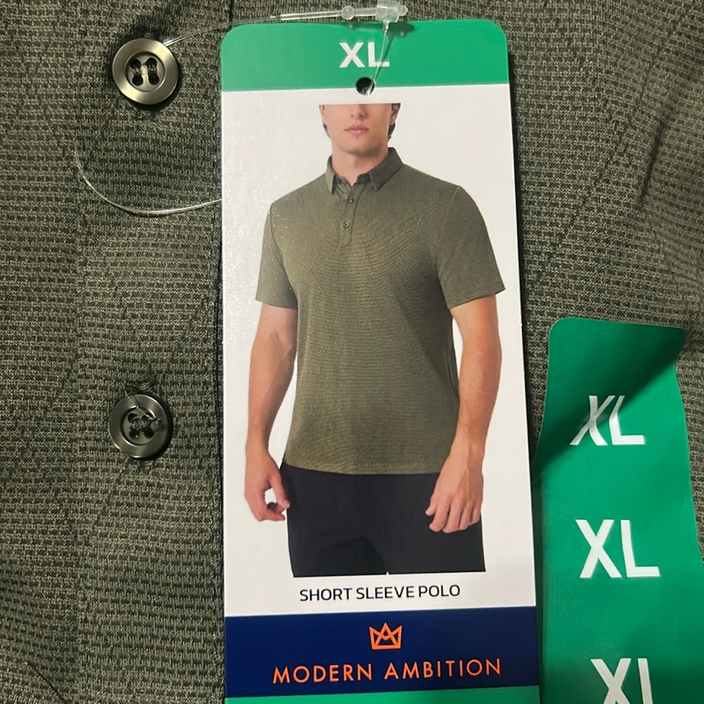 Modern ambition Men’s Polo Shirt stretch moisture wicking Green L, XL NWT